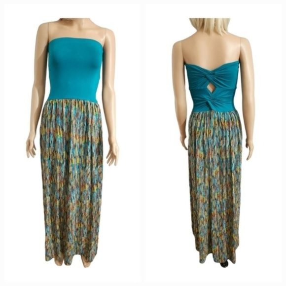 Felicity & Coco Women Twisted Back Semi-Sheer Layered Strapless Maxi Dress Small - Picture 1 of 6